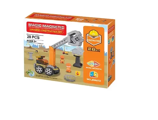 [MNT014] Bloques magnéticos vehículos de construcción 28 piezas