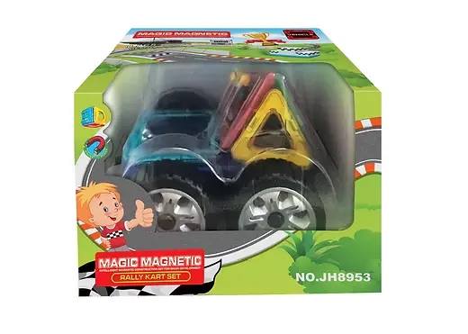 [MNT016] Bloques magnéticos con rueda y piloto, karting de rally 8 piezas