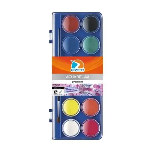 Acuarelas Ezco premium caja plástica x 12 colores