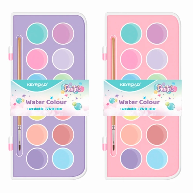 Acuarelas Keyroad caja plástica x 12 colores pastel