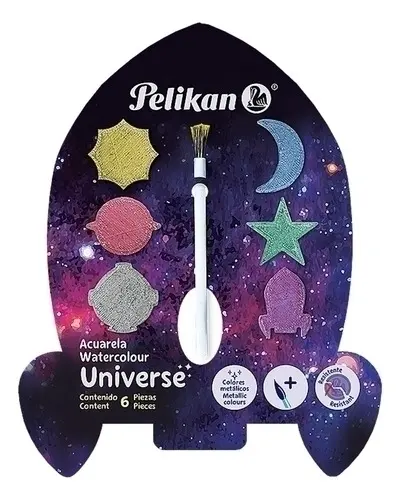 Acuarelas Pelikan Universe x 6 colores metálicos