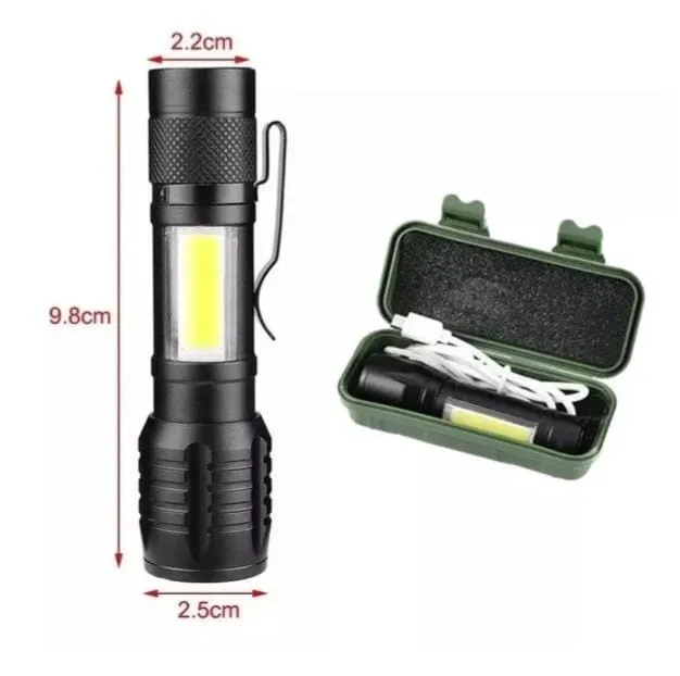 Linterna recargable USB con estuche